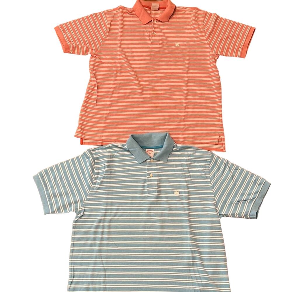 2 (two) vintage brooks brothers 346 striped polos size large, regular fit